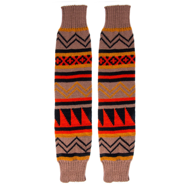 Aztec Leg Warmers Boho Turquoise Tan Camel Black Tribal Southwestern Print Legwarmers One Size