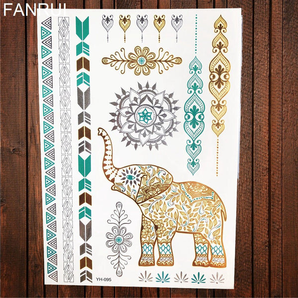 Gypsy Wanderer Gold & Silver Metallic Temporary Tattoos Live Love Wander Lotus Flowers Elephant Armbands Butterflies Feathers Hamsa Isis Ankh Arrows Dreamcatcher Sea Turtle So Many Designs To Choose From Flash Tattoos