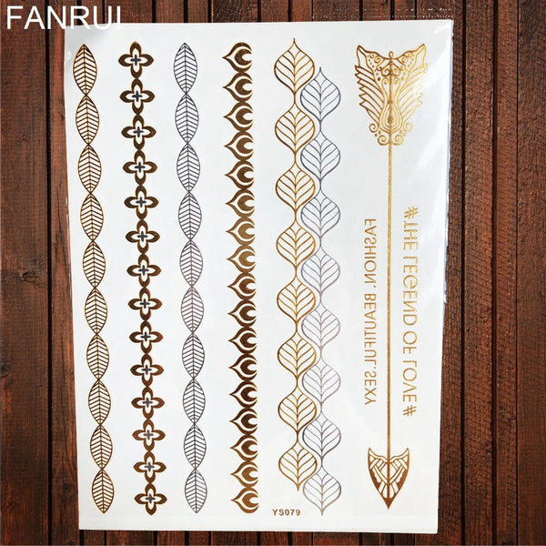 Gypsy Wanderer Gold & Silver Metallic Temporary Tattoos Live Love Wander Lotus Flowers Elephant Armbands Butterflies Feathers Hamsa Isis Ankh Arrows Dreamcatcher Sea Turtle So Many Designs To Choose From Flash Tattoos
