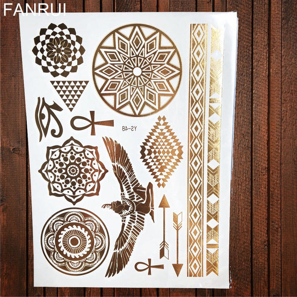Gypsy Wanderer Gold & Silver Metallic Temporary Tattoos Live Love Wander Lotus Flowers Elephant Armbands Butterflies Feathers Hamsa Isis Ankh Arrows Dreamcatcher Sea Turtle So Many Designs To Choose From Flash Tattoos