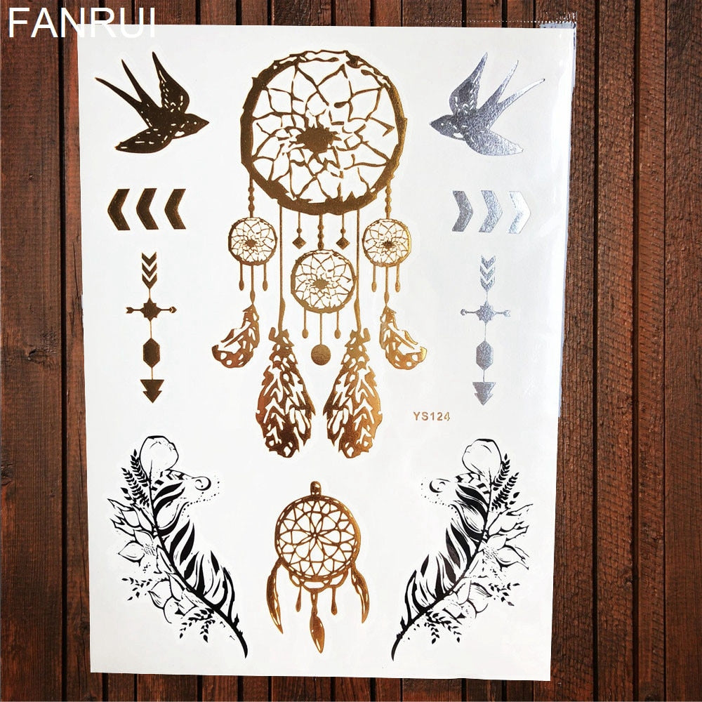 Gypsy Wanderer Gold & Silver Metallic Temporary Tattoos Live Love Wander  Lotus Flowers Elephant Armbands Butterflies Seashells Angel Wings Hearts So  Many Designs To Choose From Flash Tattoos - ShopperBoard