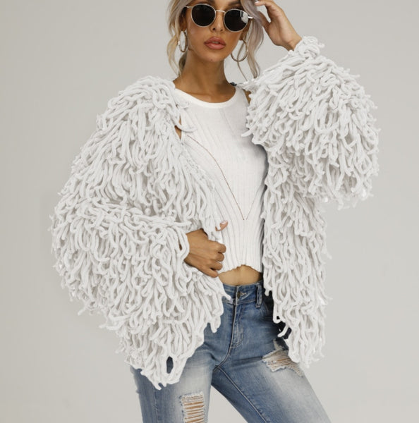 Shaggy Jacket Furry Fluffy Coat 5 Different Colors Blue White Black Orange Or Gray Warm Soft Shag Festival Wrap Available In Small Medium Large Or Extra Large XL