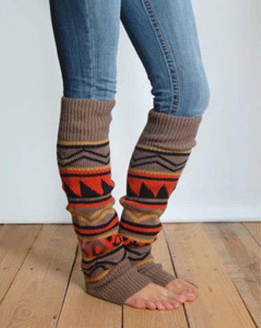 Aztec Leg Warmers Boho Turquoise Tan Camel Black Tribal Southwestern Print Legwarmers One Size