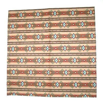 Aztec Bandana Tan Turquoise Brown Indian Print Boho Scarf Tribal Neckerchief