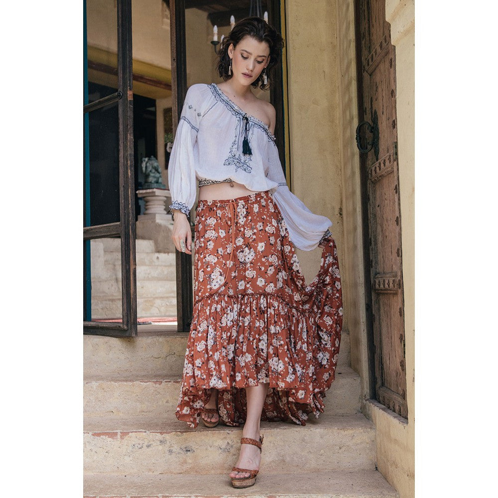 Boho Maxi Ruffle Skirt
