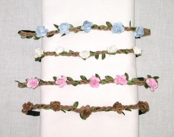 Flower Crown With Tiny Roses Pink Blue White Or Mocha Available Small Flowers Floral Head Hair Wreath