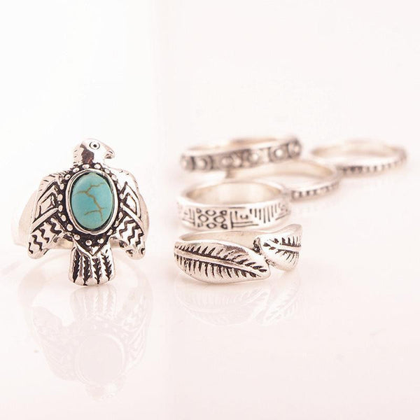 Phoenix & Feather Ring Set