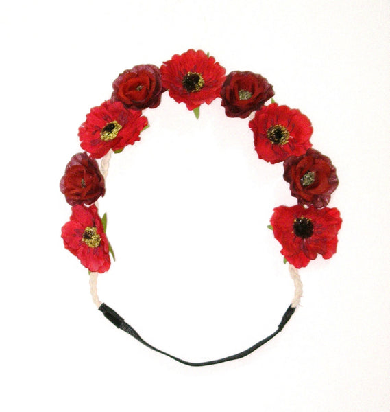 Red Flowers Headband