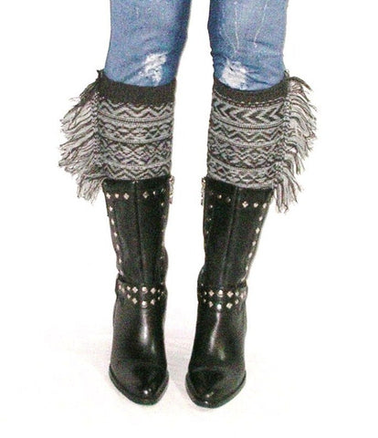 Gray Aztec Boot Cuffs