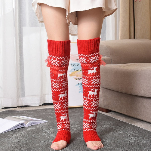 Thigh High Alpine Socks Snowflake Pattern Gray & White Or Red & White You Choose Tie Top Stay Up Over The Knee Boot Socks Make A Great Christmas Present!