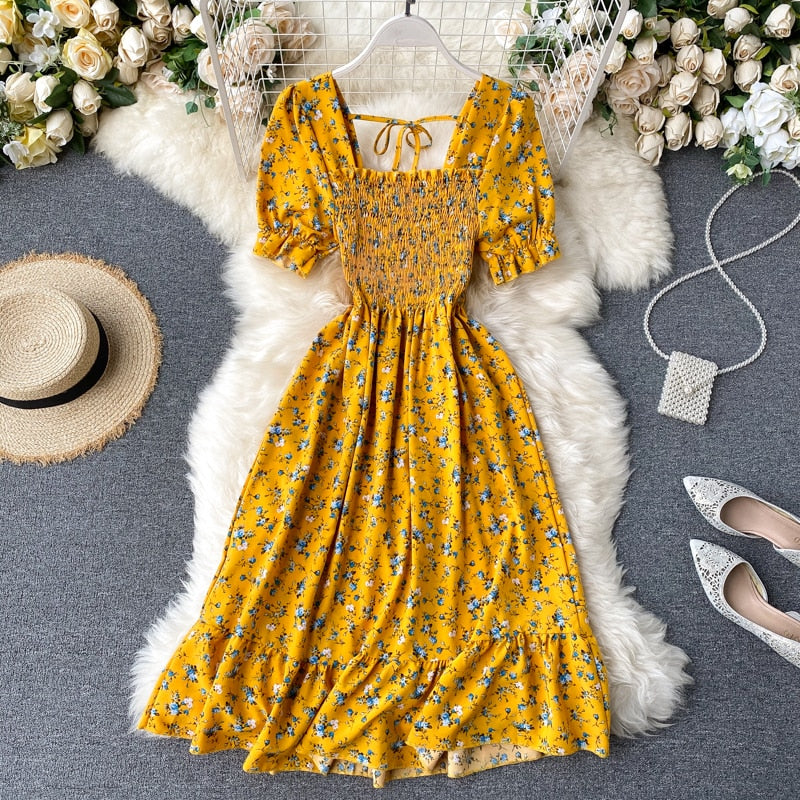 Puff Sleeve Midi Dress Bohemian Floral Print In 8 Different Colors You ...