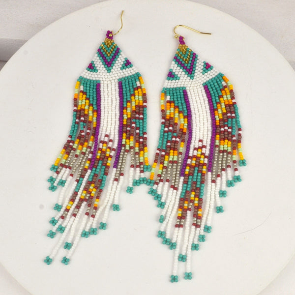 Turquoise Seed Bead Earrings