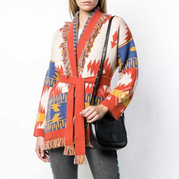 Cashmere Aztec Cardigan Two Different Colors You Choose Boho Sweater Jacket Southwestern Print Warm Wool Coat Available In Small Medium Or Large