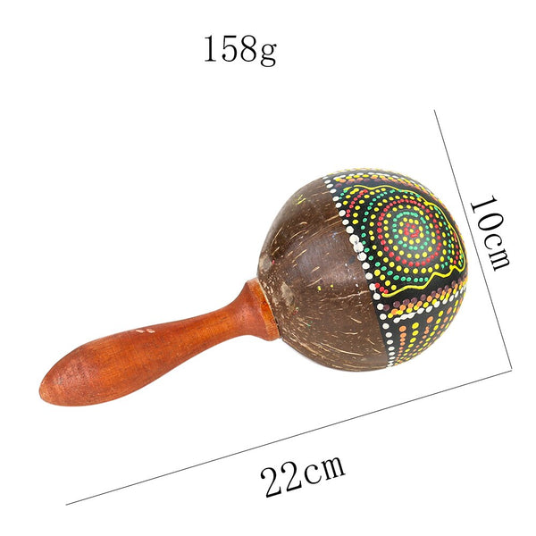 Handpainted Coconut Maracas Natural Wooden Sand Hammers Percussion Shaker Hand Held Rattle Musical Instrument Great For Outdoor Festivals And Fiestas