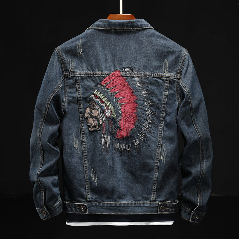2019 NEW Fashion Mens Denim Jacket Mens Jackets Blue Embroidered Snake Jean  Jacket Ripped Denim Coats From Kengqiangmeigui88, $76.44