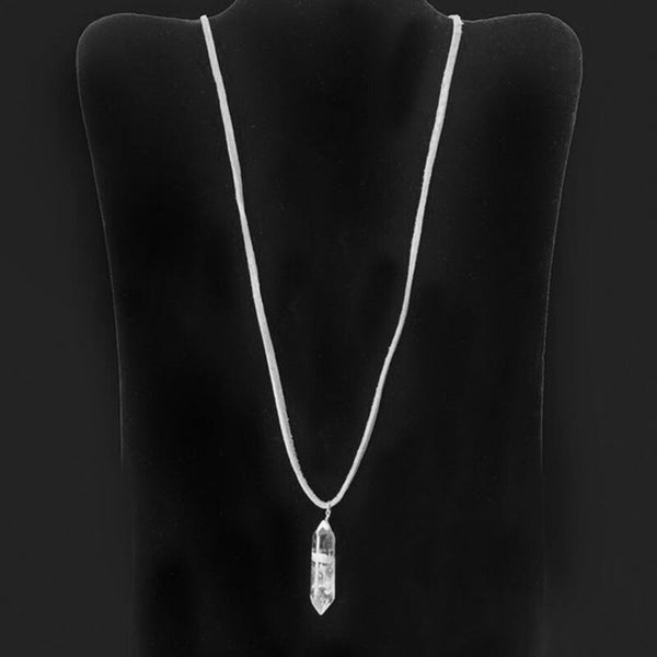 Clear Crystal Suede Necklace