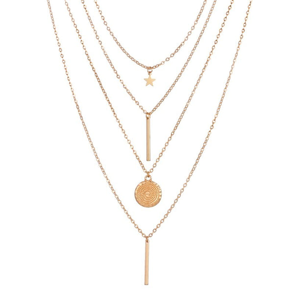 Gold Bar Tiered Necklace