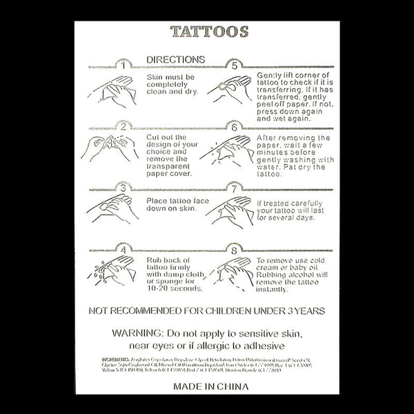 Temporary Tattoo Directions