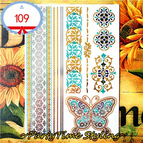 Gold Turquoise Temporary Tattoos