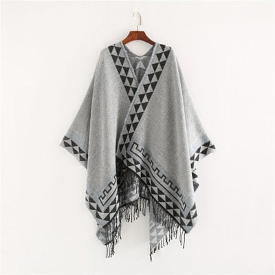 Gray Black Poncho