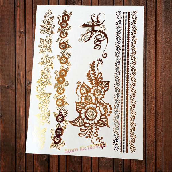 Gypsy Wanderer Gold & Silver Metallic Temporary Tattoos Live Love Wander Lotus Flowers Elephant Armbands Butterflies Feathers Hamsa Isis Ankh Arrows Dreamcatcher Sea Turtle So Many Designs To Choose From Flash Tattoos