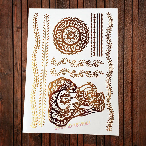 Gypsy Wanderer Gold & Silver Metallic Temporary Tattoos Live Love Wander Lotus Flowers Elephant Armbands Butterflies Feathers Hamsa Isis Ankh Arrows Dreamcatcher Sea Turtle So Many Designs To Choose From Flash Tattoos