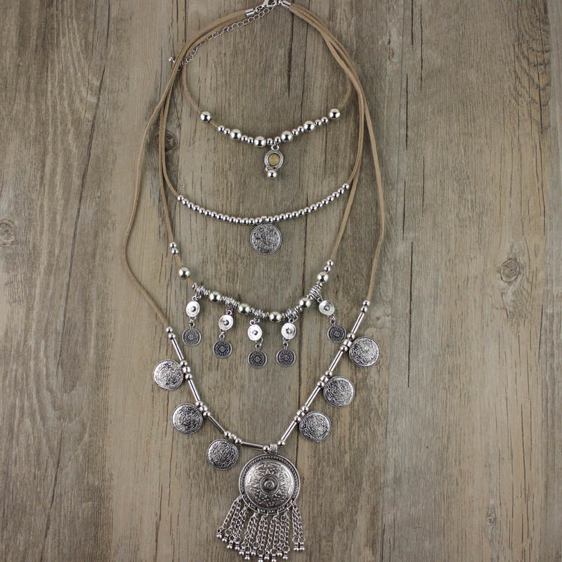 Multi Layer Coins Beads Necklace