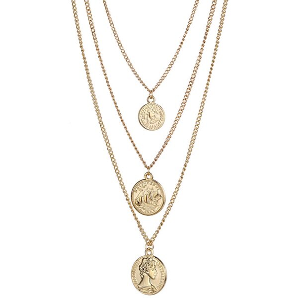 3 Tier Gold Coins Necklace