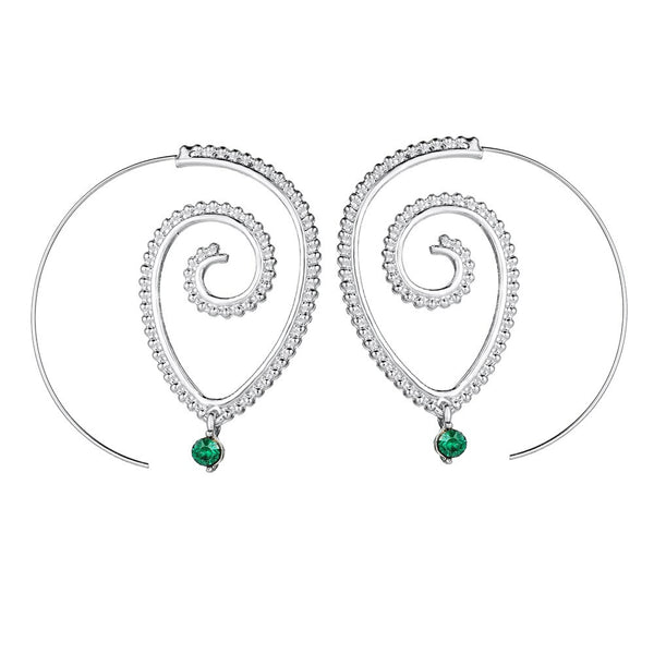 Emerald Spiral Earrings 