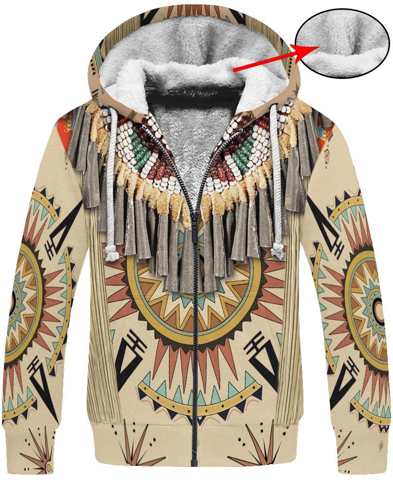 Men's Hoodies 3D Print 10 Different Styles Zipper Sweat Jacket Fleece Lined Drawstring Hood Feathers Fringe Thunderbird Hairpipe Beads Longhorn Native