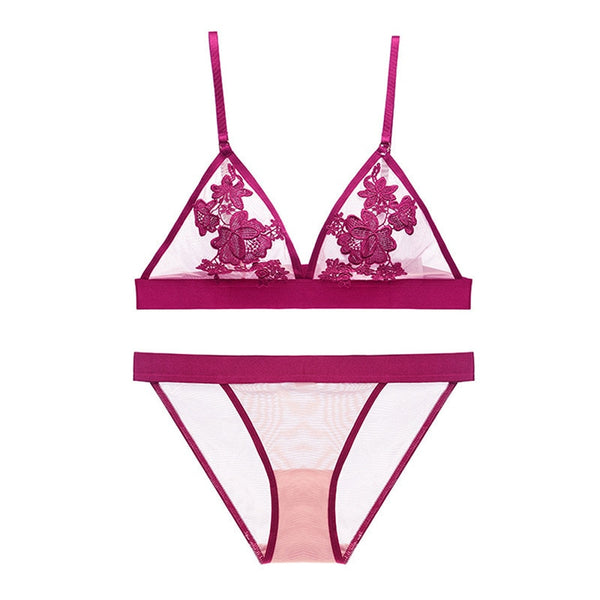 See Through Triangle Bra Set