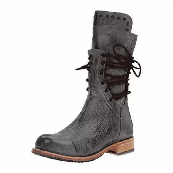 Gray Mid Calf Boots