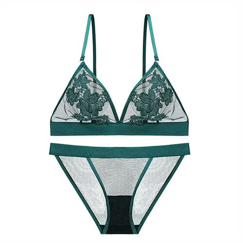 Floral Applique Bra Set