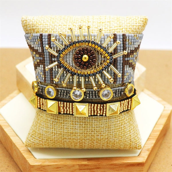 Gold Evil Eye Bracelet Set