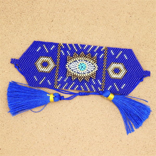 Royal Blue Beaded Cuff Bracelet