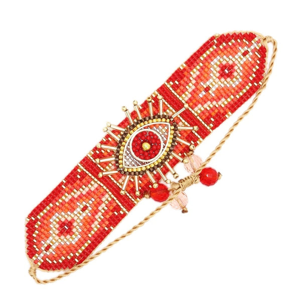 Red Evil Eye Cuff Bracelet