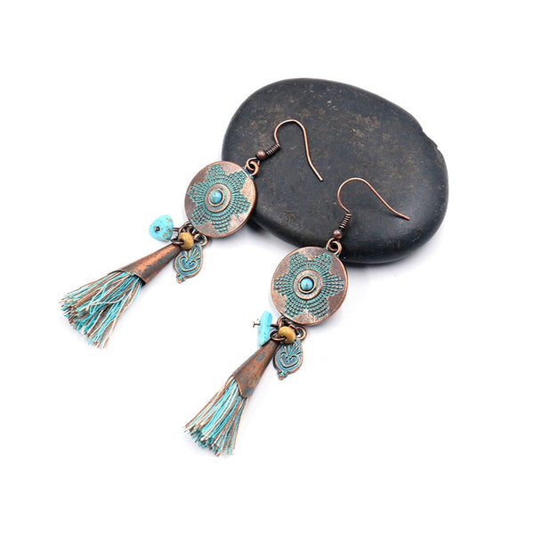 Boho Dangle Earrings 10 Different Styles You Choose Leather Fringe Turquoise Charms Cowrie Shells Beads Tassels Feathers Dream Catchers Patina Conchos