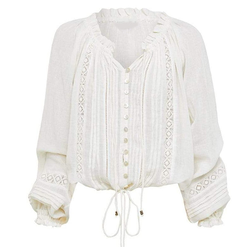 Drawstring Neck White Peasant Top With Adjustable Drawstring Neck Wear On Or Off The S ...