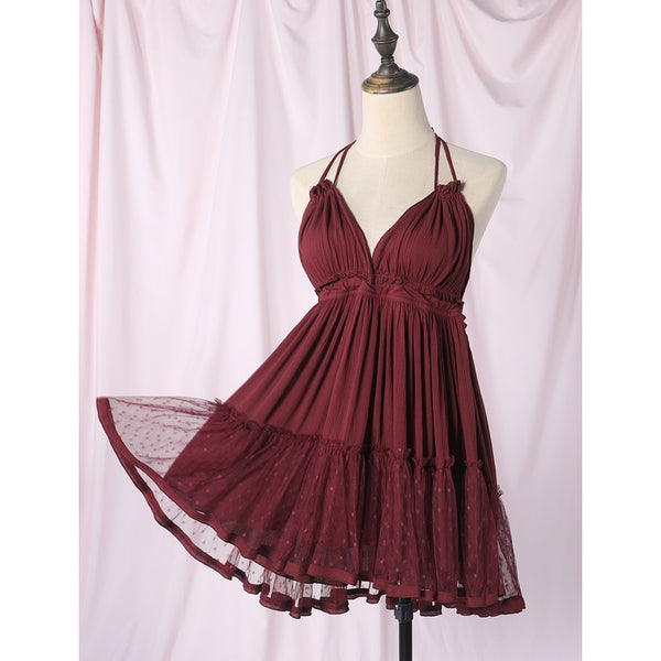 Boho Mini Dress "100 Degree" Availble In 15 Different Colors 4 Floral Prints You Choose Halter Top With Tiered Polka Dot Netting Available In Sizes Small Medium Or Large Free Spirited People