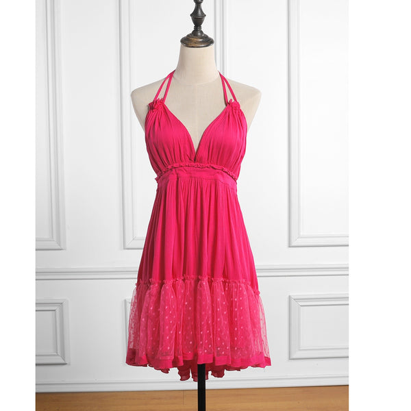 Boho Mini Dress "100 Degree" Availble In 15 Different Colors 4 Floral Prints You Choose Halter Top With Tiered Polka Dot Netting Available In Sizes Small Medium Or Large Free Spirited People