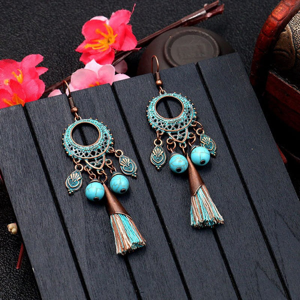 Boho Dangle Earrings 10 Different Styles You Choose Leather Fringe Turquoise Charms Cowrie Shells Beads Tassels Feathers Dream Catchers Patina Conchos