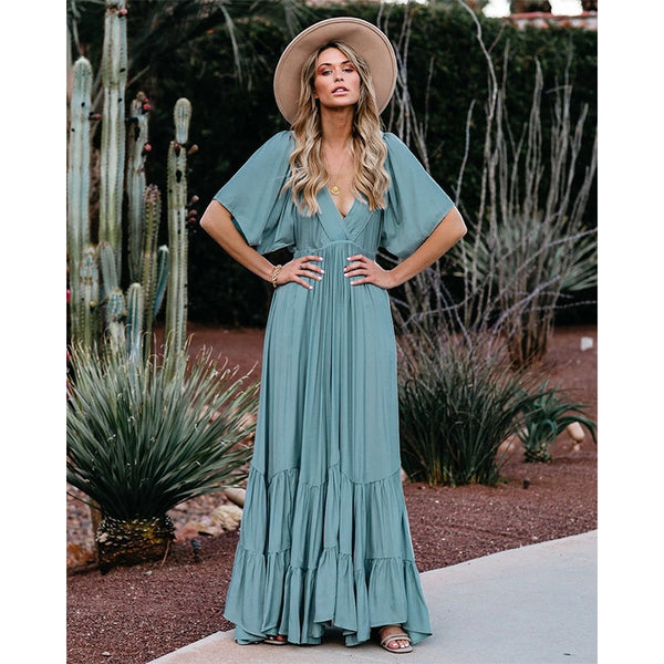 Plunge V Front Maxi Dress