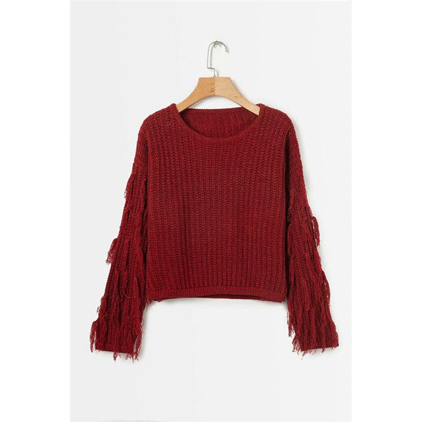 Red Sweater Fringe Sleeves