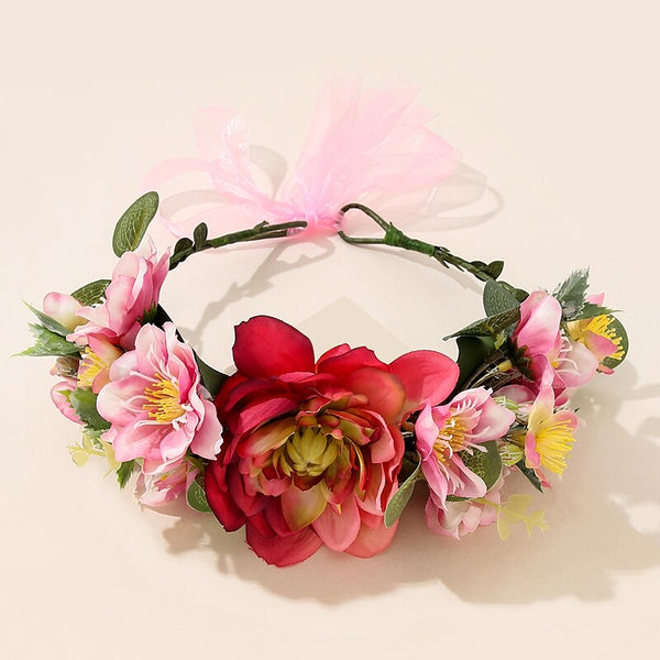 Pink Flower Crown Large Flowers