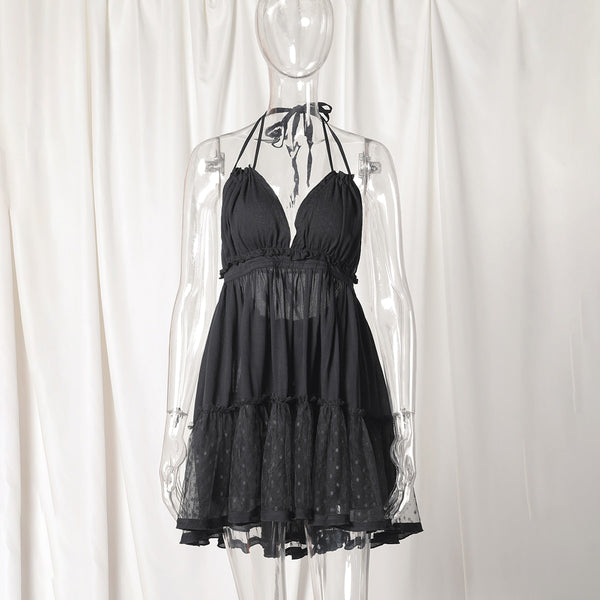 Boho Mini Dress "100 Degree" Availble In 15 Different Colors 4 Floral Prints You Choose Halter Top With Tiered Polka Dot Netting Available In Sizes Small Medium Or Large Free Spirited People