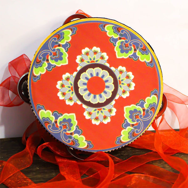 Tambourine With Ribbons 22 Different Patterns And Colors 6 Inch Hand Drum Percussion Bells Festival Fun Musical Instrument Travel Size Fits In Your Purse