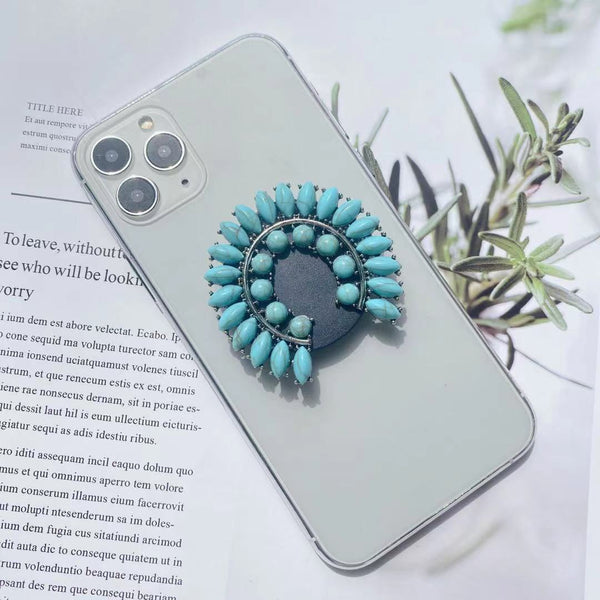 Southwestern Turquoise Phone Stand 28 Different Styles You Choose Smart Phone Grip Expanding Pop Out Folding Socket iPhone Holder Concho Longhorn Cactus Squash Blossom Gypsy Serape Coral Lavender Multi Colored Stones