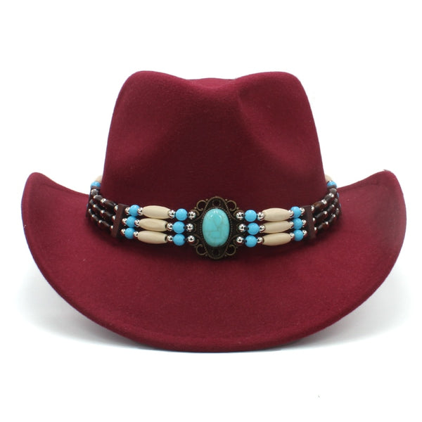 Burgundy Hat With Beads