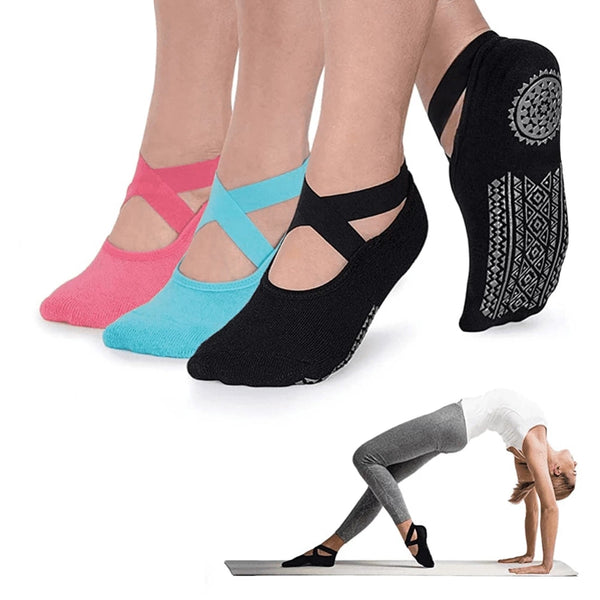 Yoga Socks With Toes Open Toes Or Ballet Slipper Style No Slip Grips Criss Cross Elastic Straps Non Skid Nude Black Light Gray Wine Red Purple Charcoal Or Baby Pink