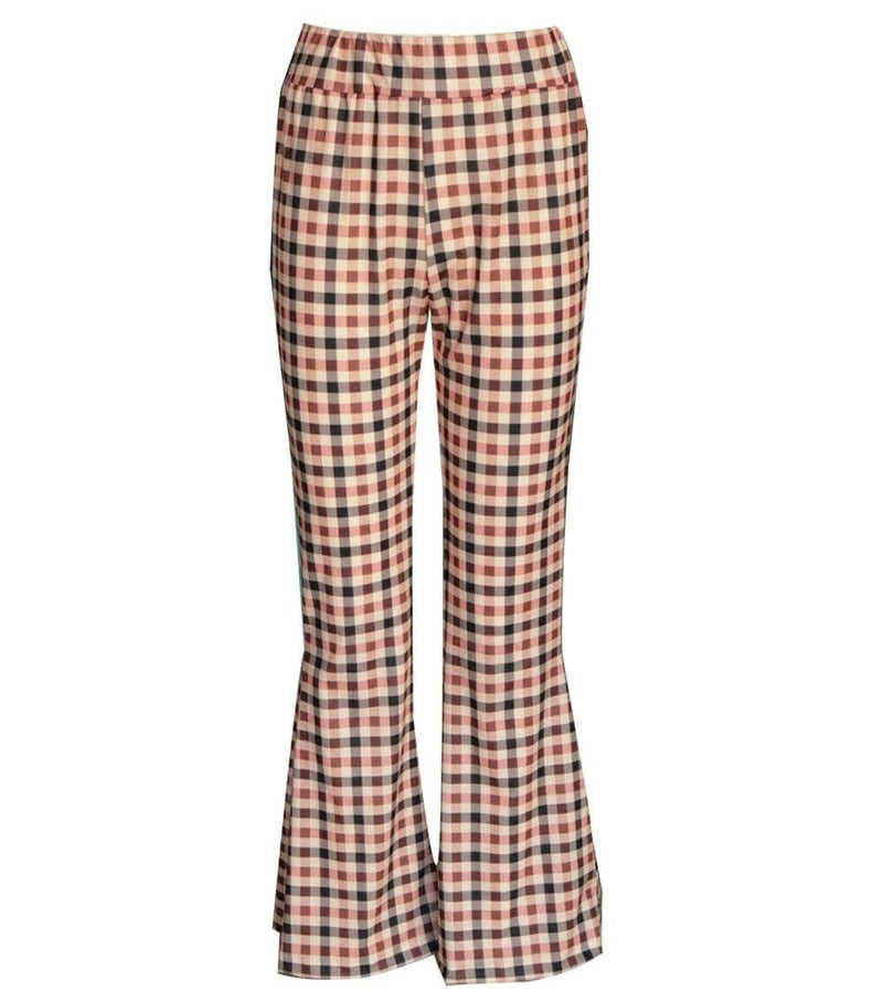 Plaid Bell Bottoms 3 Different Colors Brown Green Or Red Stretch Flare Leggings High Waist Boho Hippie Pants Available In Sizes Small Medium Large And XL